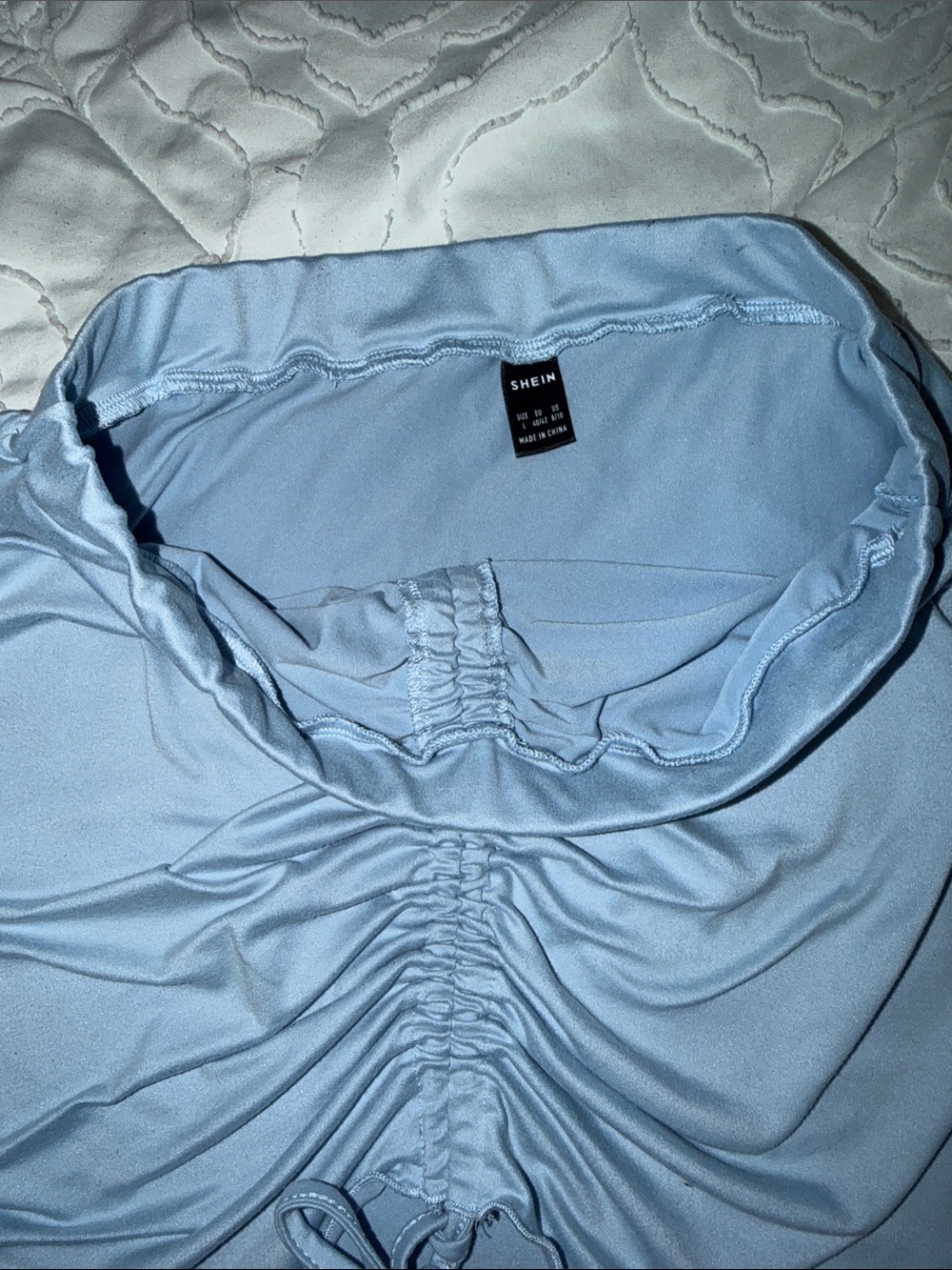 SHEIN Sky Blue Ruched Drawstring Mini Skirt - Picture 2 of 3